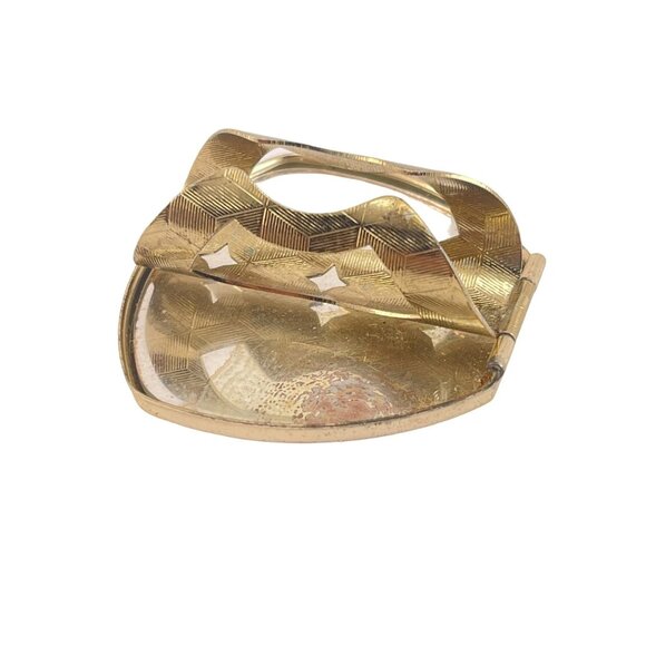 Vintage Mid Century Lipstick Holder Hinged with Mirror Starburst Pattern - Picture 3 of 5